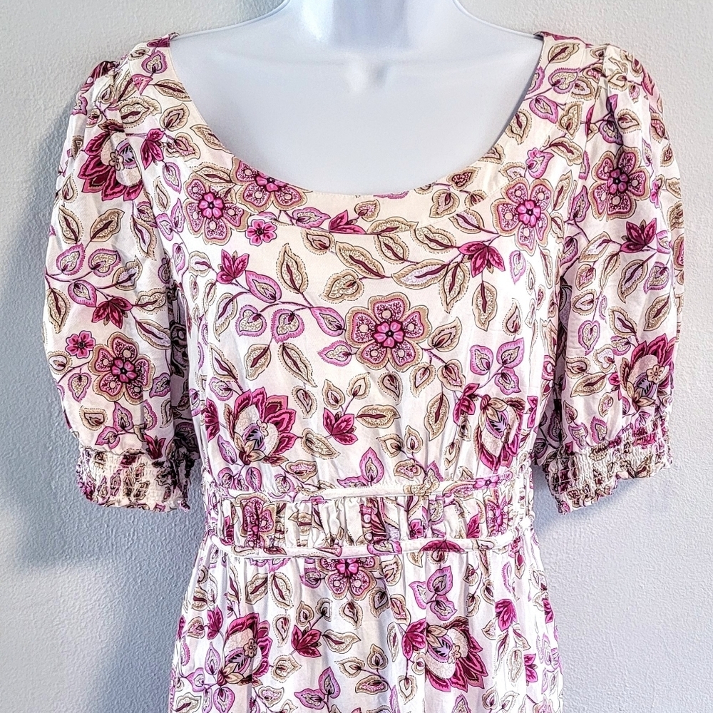 8 Ann Taylor Babydoll Tiered A Line Romantic Floral Prairie Puff Sleeve Cottage - Picture 2 of 9